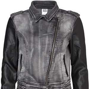 Biker Denim Jacket in Washed Black size Medium